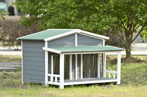 Spacious Wooden Dog House with Porch - Sturdy, Weather - Resistant for Medium Dogs - Small Pet Homes