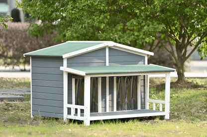 Spacious Wooden Dog House with Porch - Sturdy, Weather - Resistant for Medium Dogs - Small Pet Homes