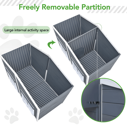 Spacious Wooden Dog House with Porch - Sturdy, Weather - Resistant for Medium Dogs - Small Pet Homes