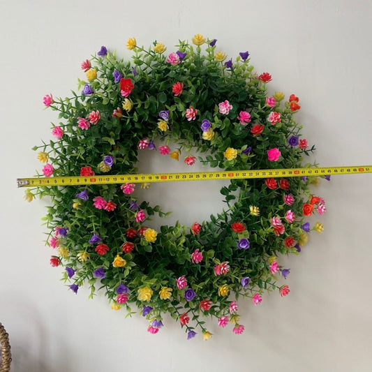 Spring Garland for Front Door – Artificial Floral Greenery for Porch, Mantel & Wedding Decor - Small Pet Homes
