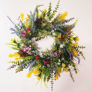 Spring Summer Wreath for Front Door – Green Buttercup Garland for Porch or Entryway Decor - Small Pet Homes