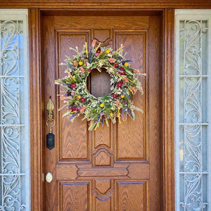 Spring Summer Wreath for Front Door – Green Buttercup Garland for Porch or Entryway Decor - Small Pet Homes