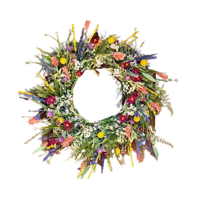 Spring Summer Wreath for Front Door – Green Buttercup Garland for Porch or Entryway Decor - Small Pet Homes