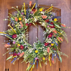 Spring Summer Wreath for Front Door – Green Buttercup Garland for Porch or Entryway Decor - Small Pet Homes