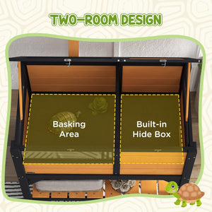 Tortoise Habitat with Storage Shelf – Indoor Reptile Cage with Weather Shelter and Hide Box - Small Pet Homes