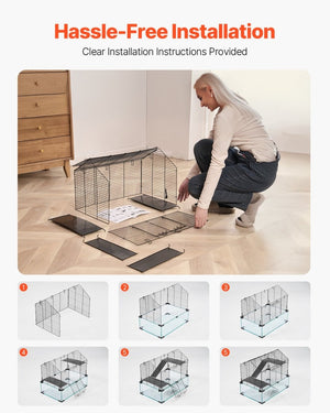 Wire Hamster Cage Habitat – Indoor Small Animal House for Gerbils, Rats, Mice & Rodents with Acrylic Panels - Small Pet Homes