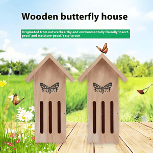 Wooden Butterfly House - Natural Pine Garden Enclosure for Butterflies - Small Pet Homes