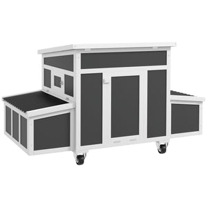 Wooden Chicken Coop with Bedding & Nesting Boxes for 1–6 Chickens – Outdoor Backyard Coop - Small Pet Homes