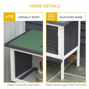 Wooden Rabbit & Guinea Pig Hutch with Slide - Out Tray – Indoor & Outdoor Cage with Openable Roof - Small Pet Homes