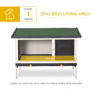 Wooden Rabbit & Guinea Pig Hutch with Slide - Out Tray – Indoor & Outdoor Cage with Openable Roof - Small Pet Homes