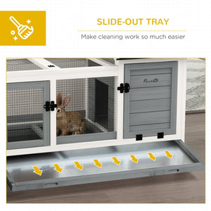 Wooden Rabbit or Guinea Pig Hutch with Wheels for Indoor & Outdoor Use – Secure Small Animal Cage with Run & Slide - Out Tray - Small Pet Homes