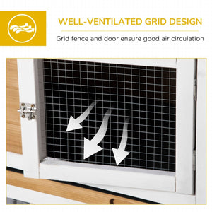 Wooden Rabbit or Guinea Pig Hutch with Wheels for Indoor & Outdoor Use – Secure Small Animal Cage with Run & Slide - Out Tray - Small Pet Homes